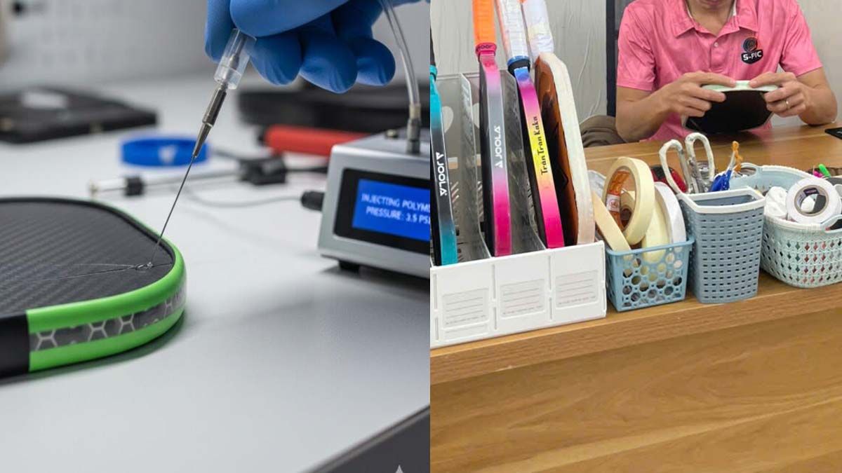 Dịch Vụ Khắc Phục ộp, Rỗng Đầu Vợt Pickleball (Phục hồi gia cố đầu vợt) 3 quy trinh sua vot pickleball